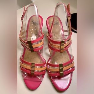 Sofft strappy wedge leather sandals size 10M